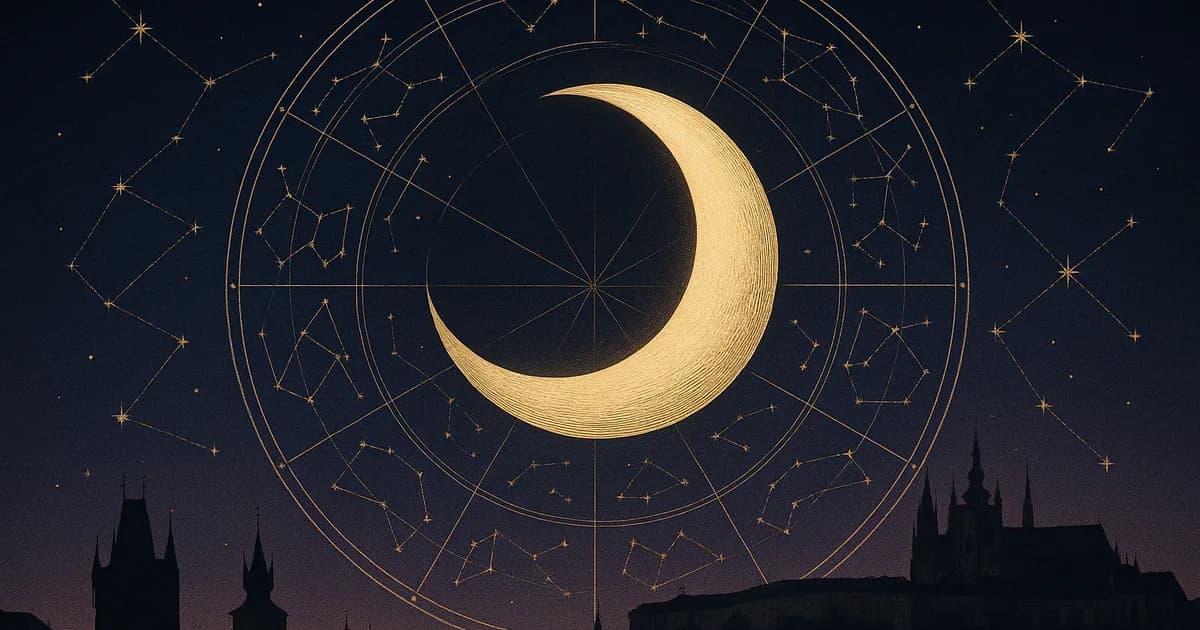 Najdokładniejszy horoskop dzienny online: Księżyc przechodzący przez zodiak nad nocnym miastem