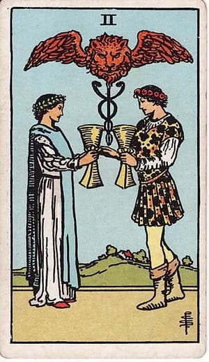 Dvojka pohárů — tarot karta