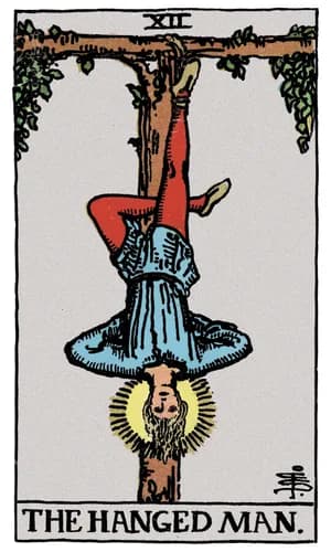 Viselec — tarot karta Rider-Waite-Smith (The Hanged Man)