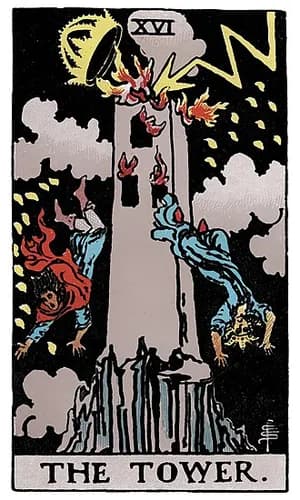 Věž — tarot karta Rider-Waite-Smith (The Tower)